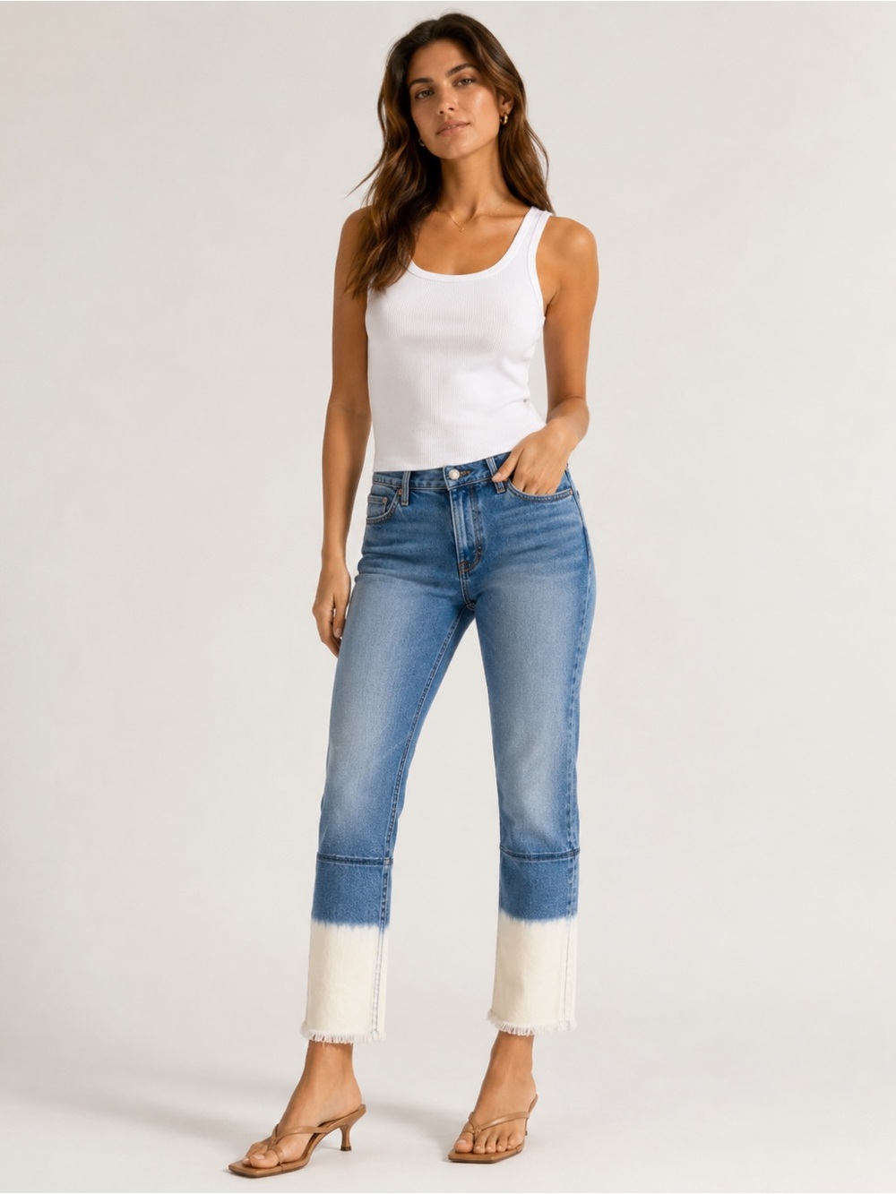 Derek Lam 10 Crosby Mila Bleach Dip Hem Girlfriend Jeans Crop Ankle Made USA 26